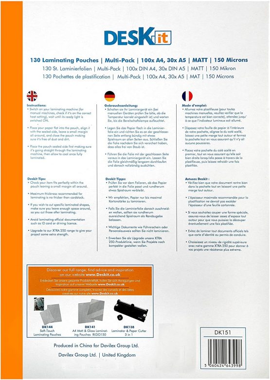 Deskit A4 and A5 Laminating Pouches, Matt, 150 Microns, Multipack of 130. Clear and Durable Presentations with a Modern Finish for Various Projects. - Image 4
