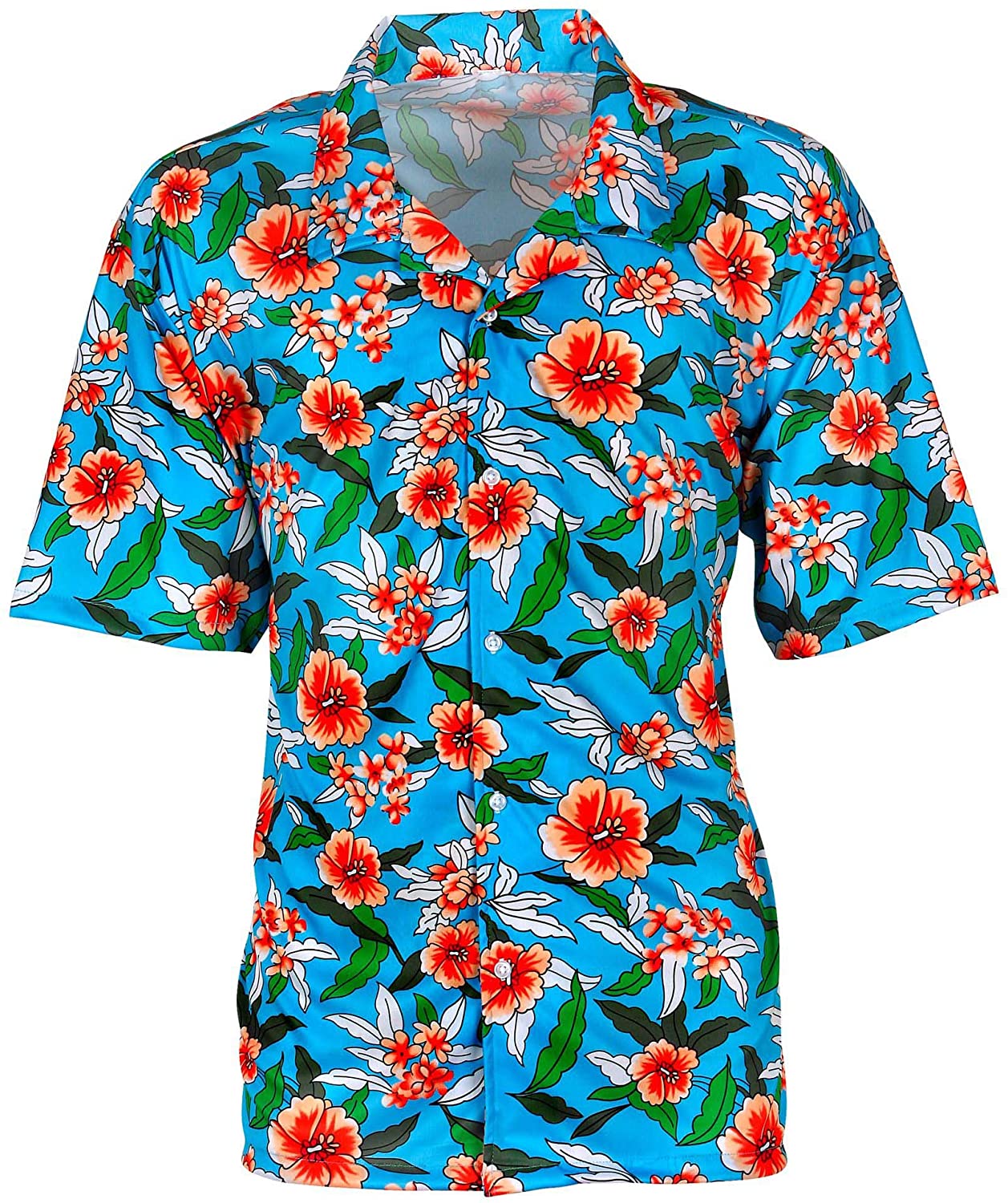 Widmann W MILANO Party Fashion - Hawaii Shirt Men's Floral Shirt Beach Party Fancy Dress Costumes, Blue, M-L - Image 3