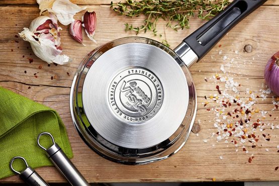 Judge Vista Draining J305A Stainless Steel Large Saucepan with Pouring Lip 16cm 1.5L, Shatterproof Glass Strain & Pour Lid, Induction Ready, Oven Safe, 25 Year Guarantee - Image 3