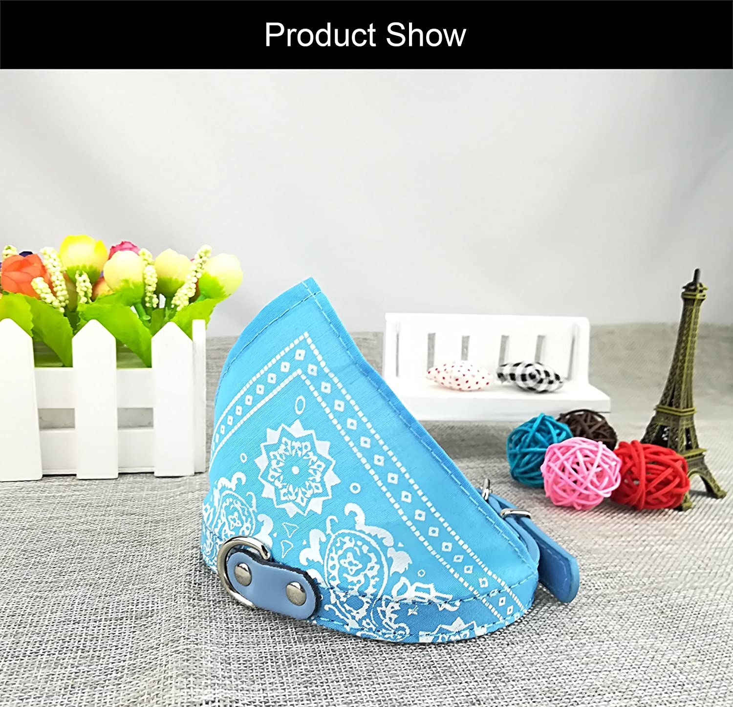 Newtensina Fashion Dog Bandana Collar for Boys - Medium Puppy Bandana With Collar - Light Blue - L - Image 4