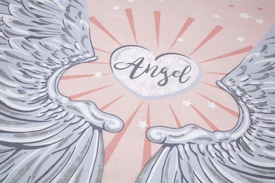 Rapport Angel Wings Glitter Double Duvet Quilt Cover Bedding Set Blush Pink, Polycotton - Image 3