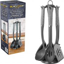 Blackmoor Home 66789 6-Piece Grey Kitchen Utensils Set | Non-Scratch Heat Resistant | BPA Free Plastic | Modern & Vibrant | Space Saving