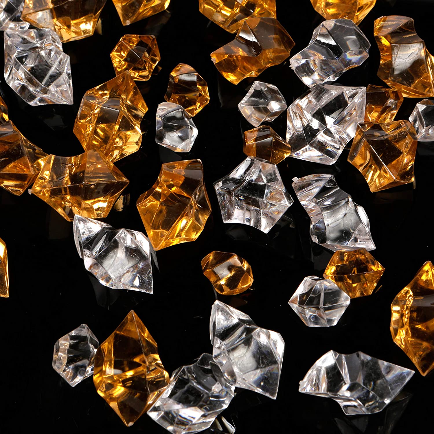 LUSSO LIA 150 pcs Fake Crushed Ice Rocks Fake Diamonds Acrylic Crystals Gemstones for Vase Fillers Wedding Decoration Home Decoration Party Decoration Table Scatter Crystals (Coffee/Transparent) - Image 2