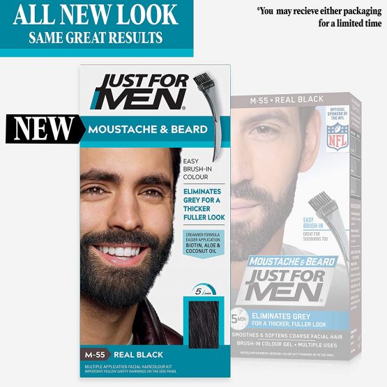 Just for men Moustache & Beard Real Black Dye , Eliminates Grey for a Thicker & Fuller Look – M55 - Image 2