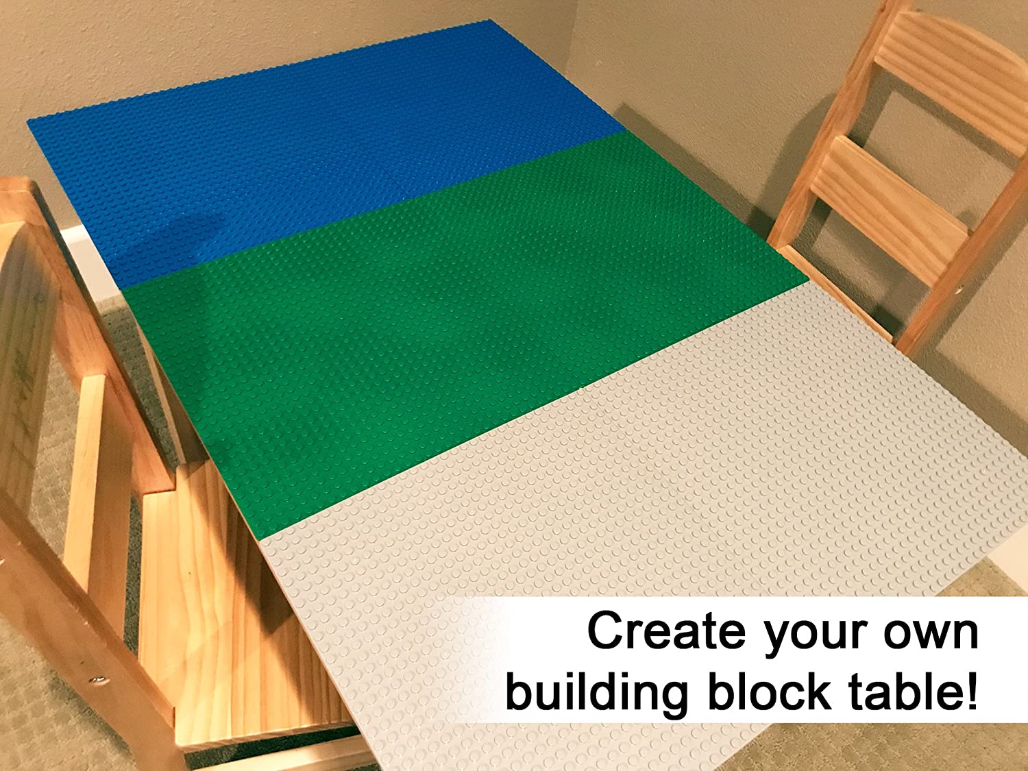 6 Pack Classic Baseplates, Large Building Board Base Plates 100% Compatible with All Major Brands, Green, Blue, Gray - Image 3