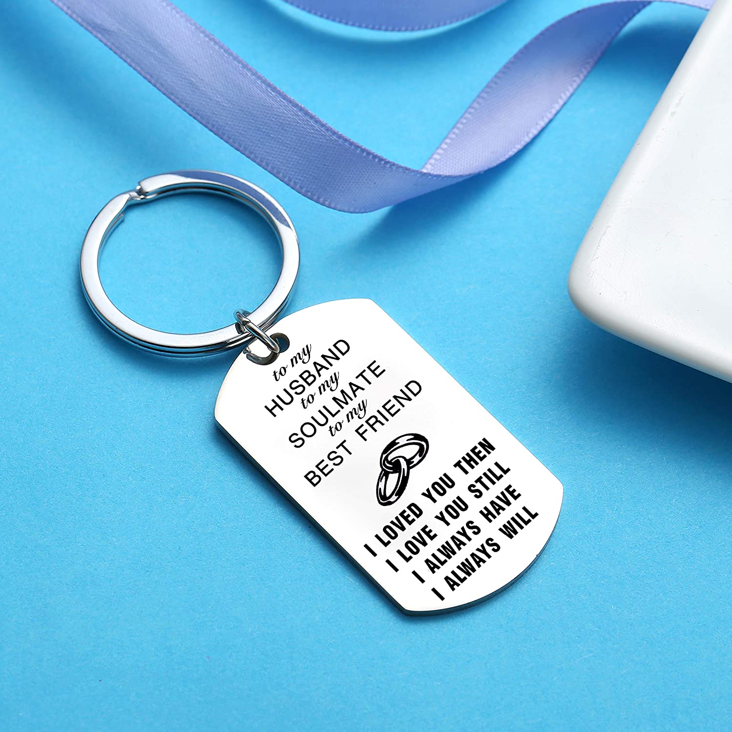 Nimteve Husband Gifts from Wife Valentine's Day Gifts Anniversary Husband Birthday Gifts Husband Keyring Hubby Keychain (to my husband) - Image 2