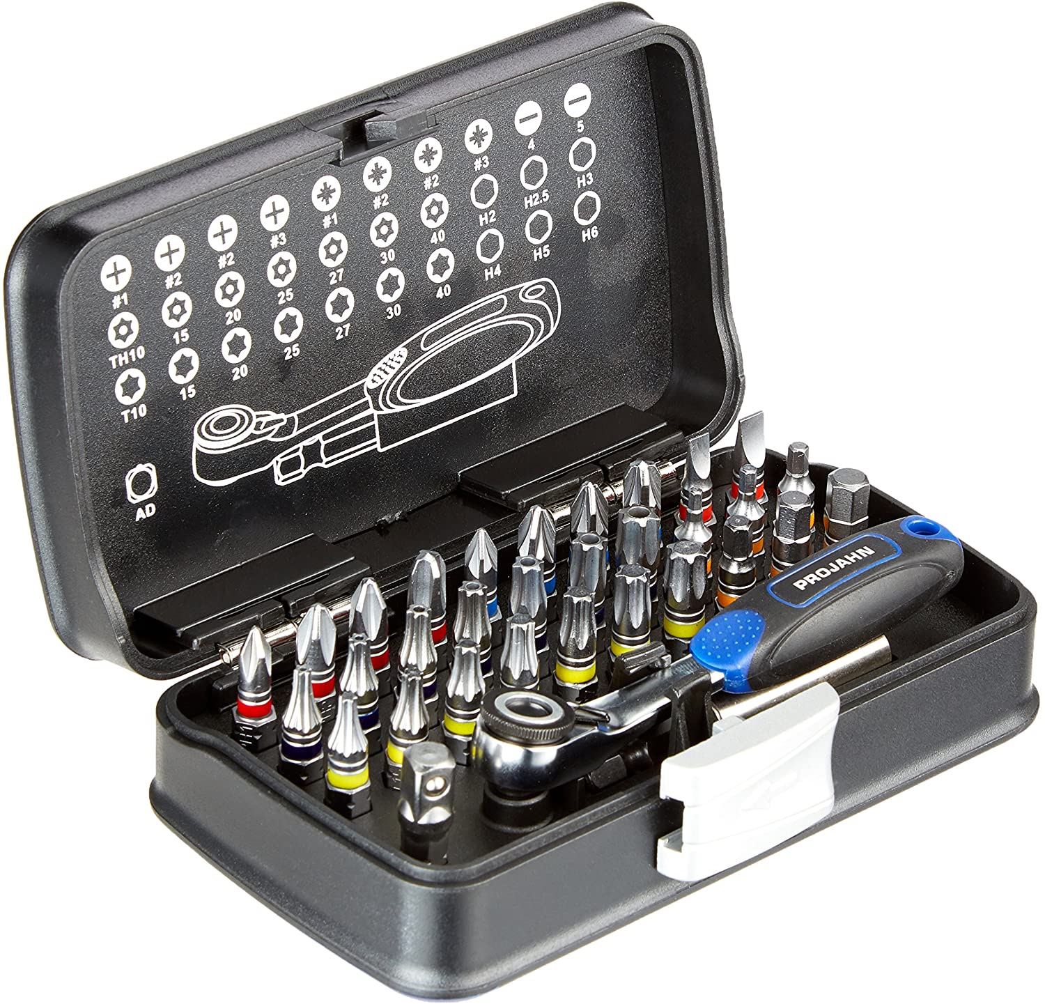 Projahn 1/4 Color-Bit-Box with Mini-Bit Ratchet 33 Pieces one Size