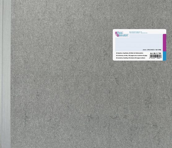 König & Ebhardt 8611762 Account Book Cash Column Sheets with Headers Design Cover Strap – Grey