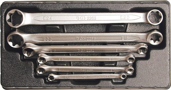BGS 2268 | Double Ring Spanner Set with E-Type Ring Heads | E6 x E8 - E20 x E24 | 6 pcs.