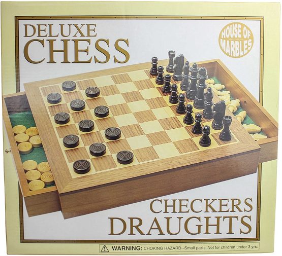 House of Marbles Deluxe Wooden Chess & Draughts Set
