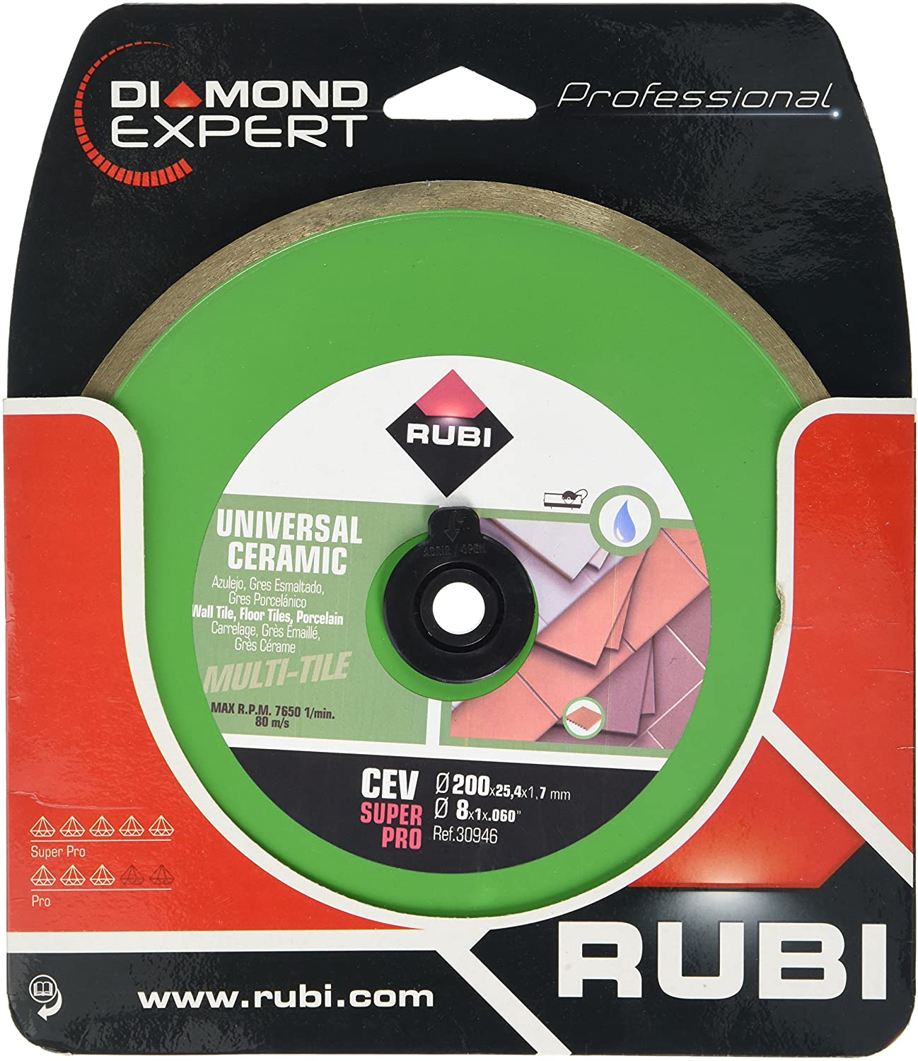 Rubi CEV 200mm Diamond Blade - 30946, Green, 200 mm