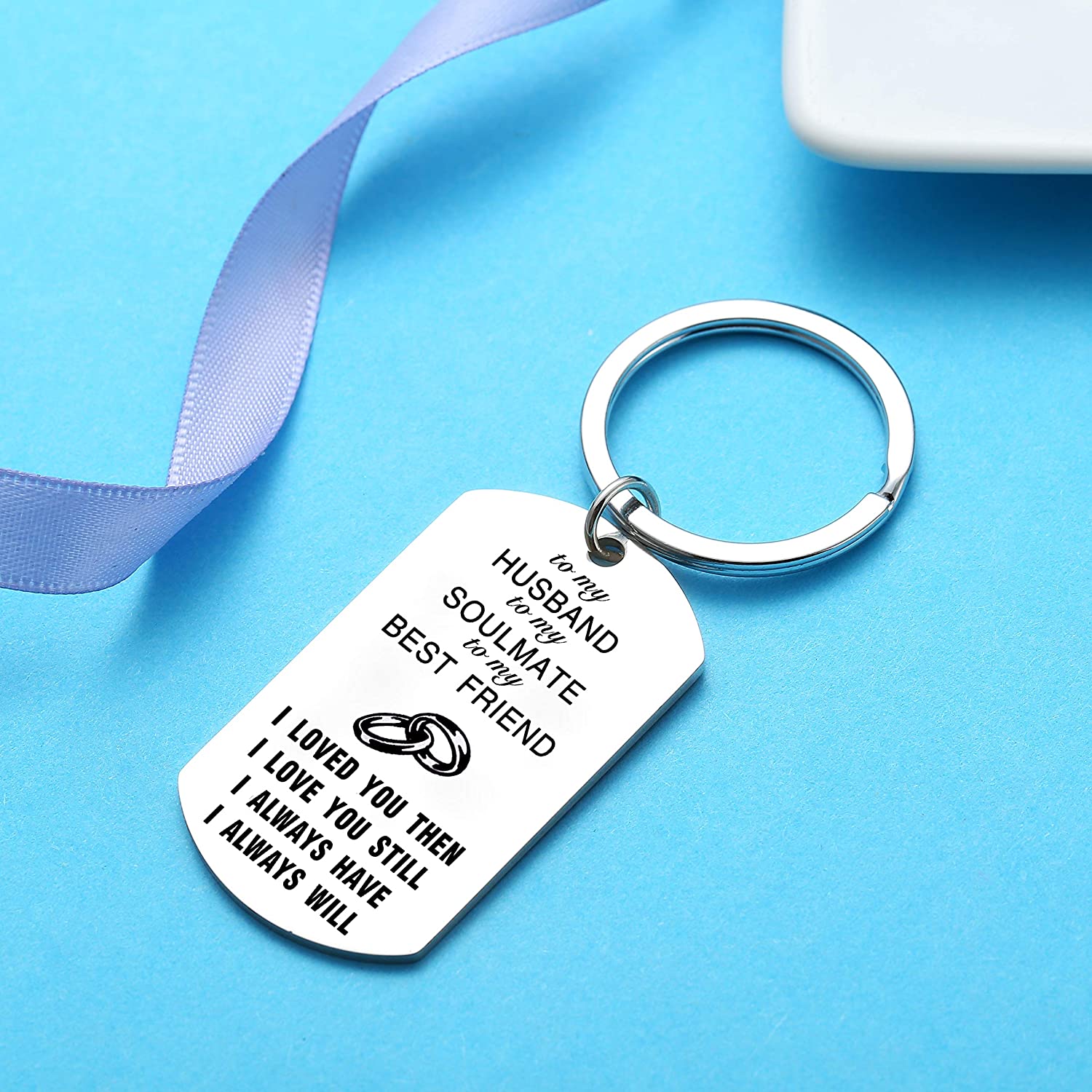 Nimteve Husband Gifts from Wife Valentine's Day Gifts Anniversary Husband Birthday Gifts Husband Keyring Hubby Keychain (to my husband) - Image 4