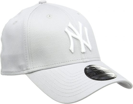 New Era Men's 39thirty League Basic Neyyan New Era Men's MLB Basic NY Yankees 39Thirty Stretch Back Baseball Cap,10298279 , Grey/White , L/XL