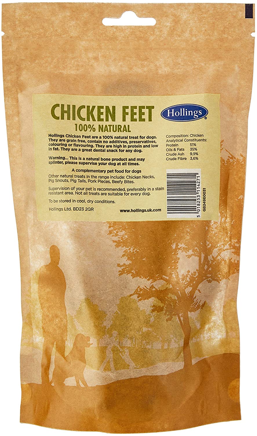 Hollings Chicken Feet Dog Treats, 100% Natural & Crunchy Treats for Adult Dogs Grain Free & High in Protein 100g (Pack of 8) - Image 2