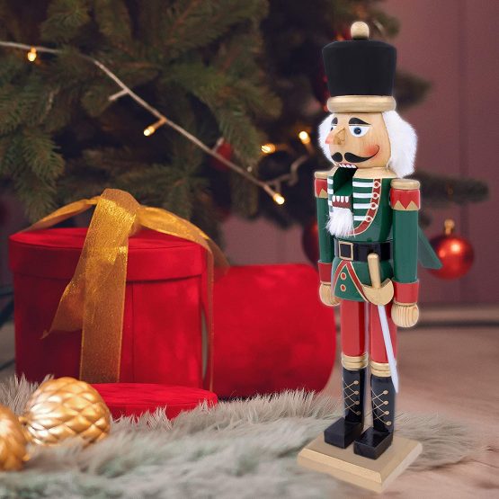 The Christmas Workshop 81560 Wooden Nutcracker 50cm Tall | Multi-Coloured Soldier On Stand | Christmas Decorations, Wood - Image 3