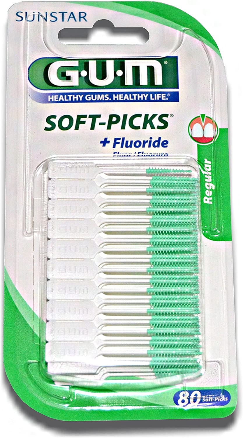Sunstar Gum Soft Picks Interdental Brushes Regular 80 Pieces, Green, 1 count (Pack of 80)