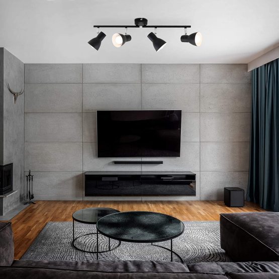 Briloner Leuchten - Ceiling Light, Ceiling Spotlight, rotatable and swivelling Spotlight, 4X E14, max. 25 Watt, Retro, Black, 605x80x150mm (LxWxH), 2860-045 - Image 2