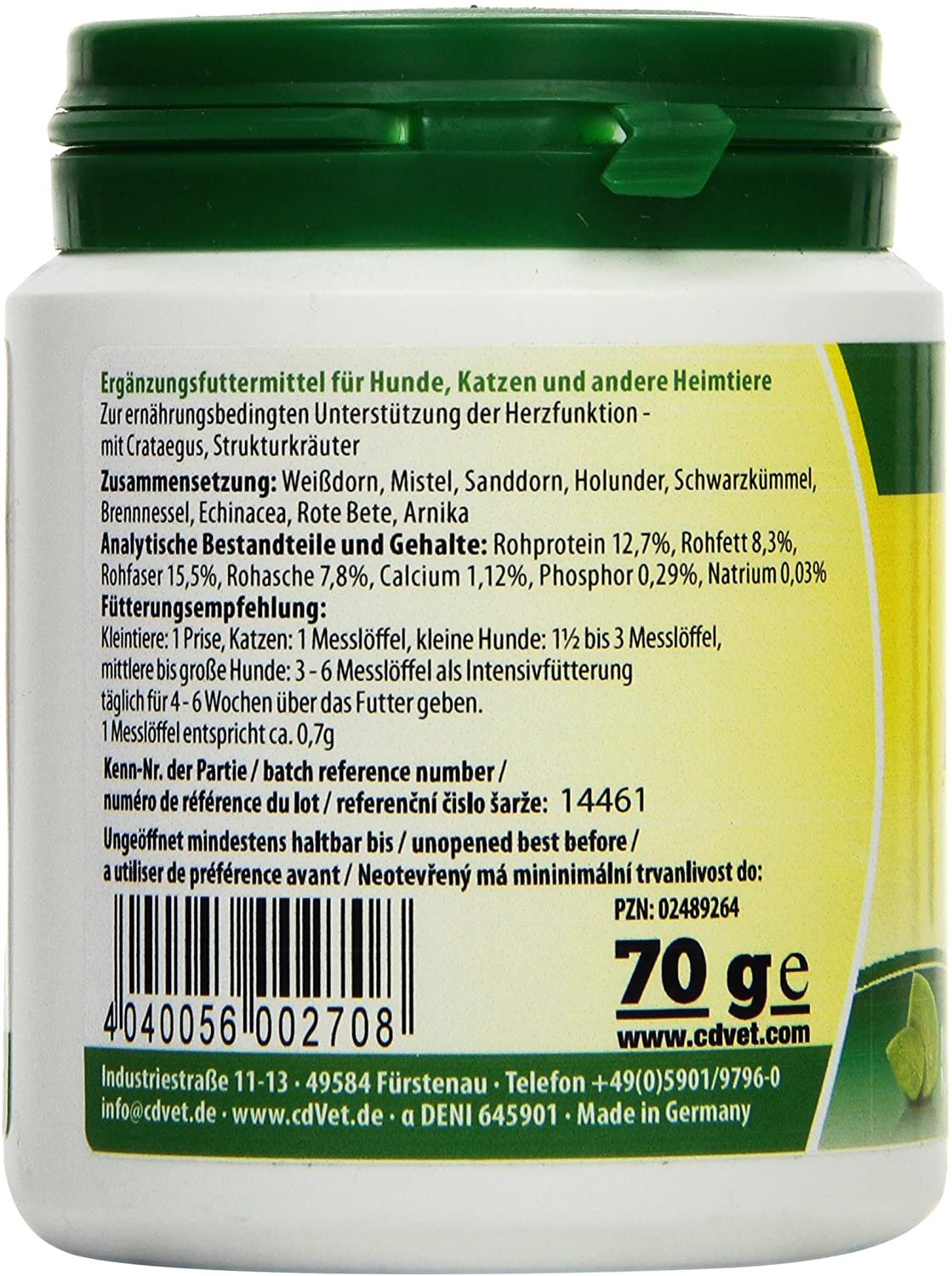 cdVet Naturprodukte HerzAgil 70 g, Dog, cat, pets, Complementary feed, support of the heart function - Image 3