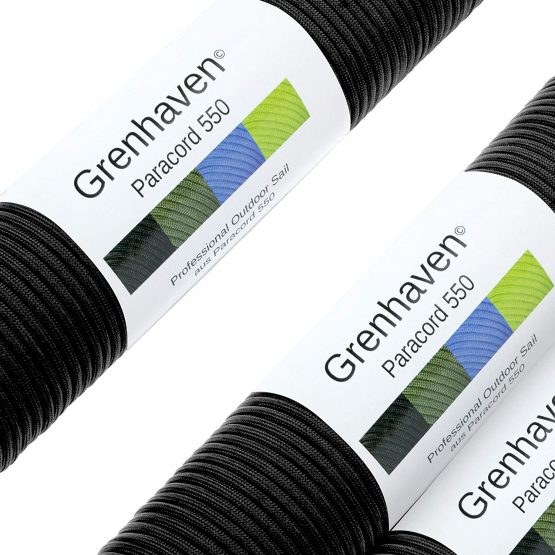 Grenhaven Tear-Proof Paracord Rope/Universal Survival Cord - 7 Cords 30m/100ft 550lbs Capacity Black - Warning: Not Suitable for Climbing