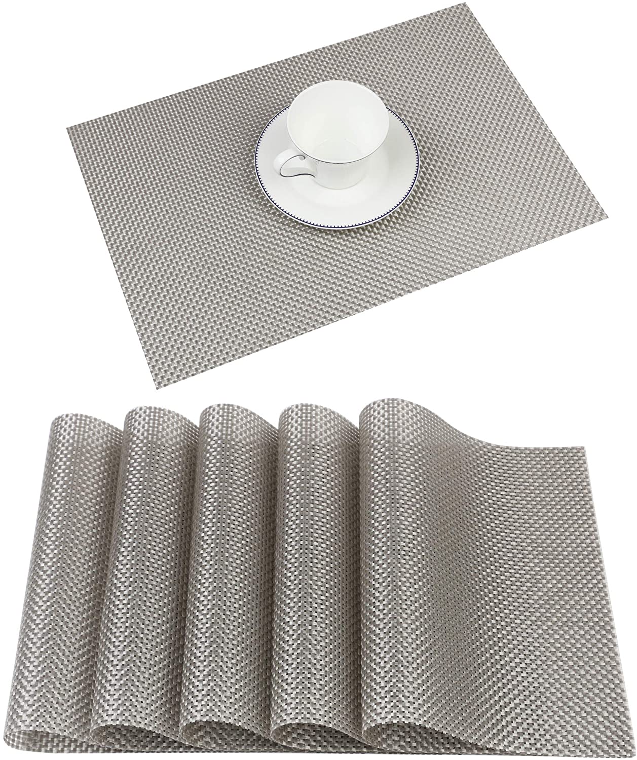 Aonewoe Placemats and Coaster Set of 6 for Dining Table Washable Non