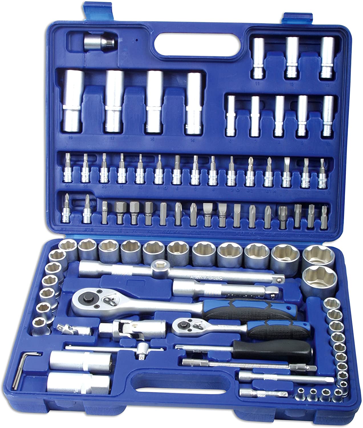 Laser 3671 Socket Set 1/4"D, 1/2"D 94pc, Silver, Variety Pack