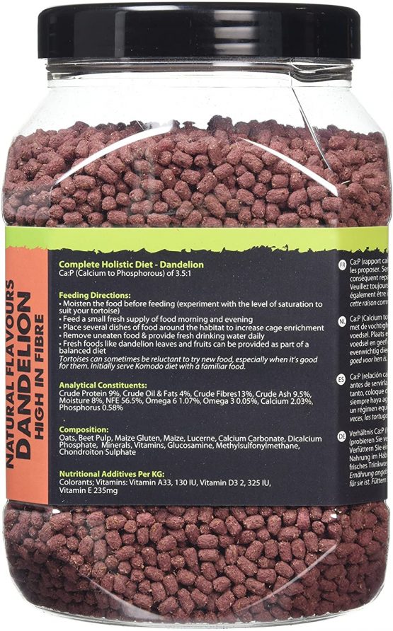 Komodo Complete Holistic Tortoise Diet, Dandelion 680 g tub - Image 4