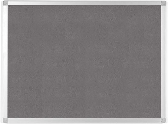 BoardsPlus Felt Notice Board - 600 x 450 mm - Grey Felt Surface, Aluminium Frame - Image 2