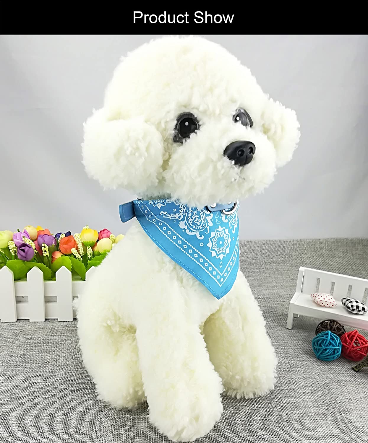 Newtensina Fashion Dog Bandana Collar for Boys - Medium Puppy Bandana With Collar - Light Blue - L - Image 2