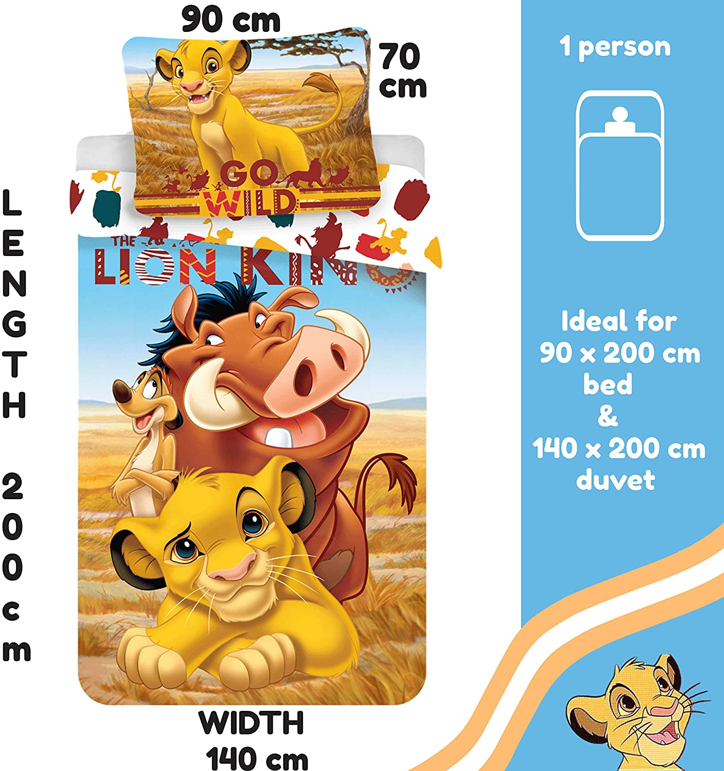 Disney The Lion King Single Size Bedding Set, Orange, Twin - Image 2
