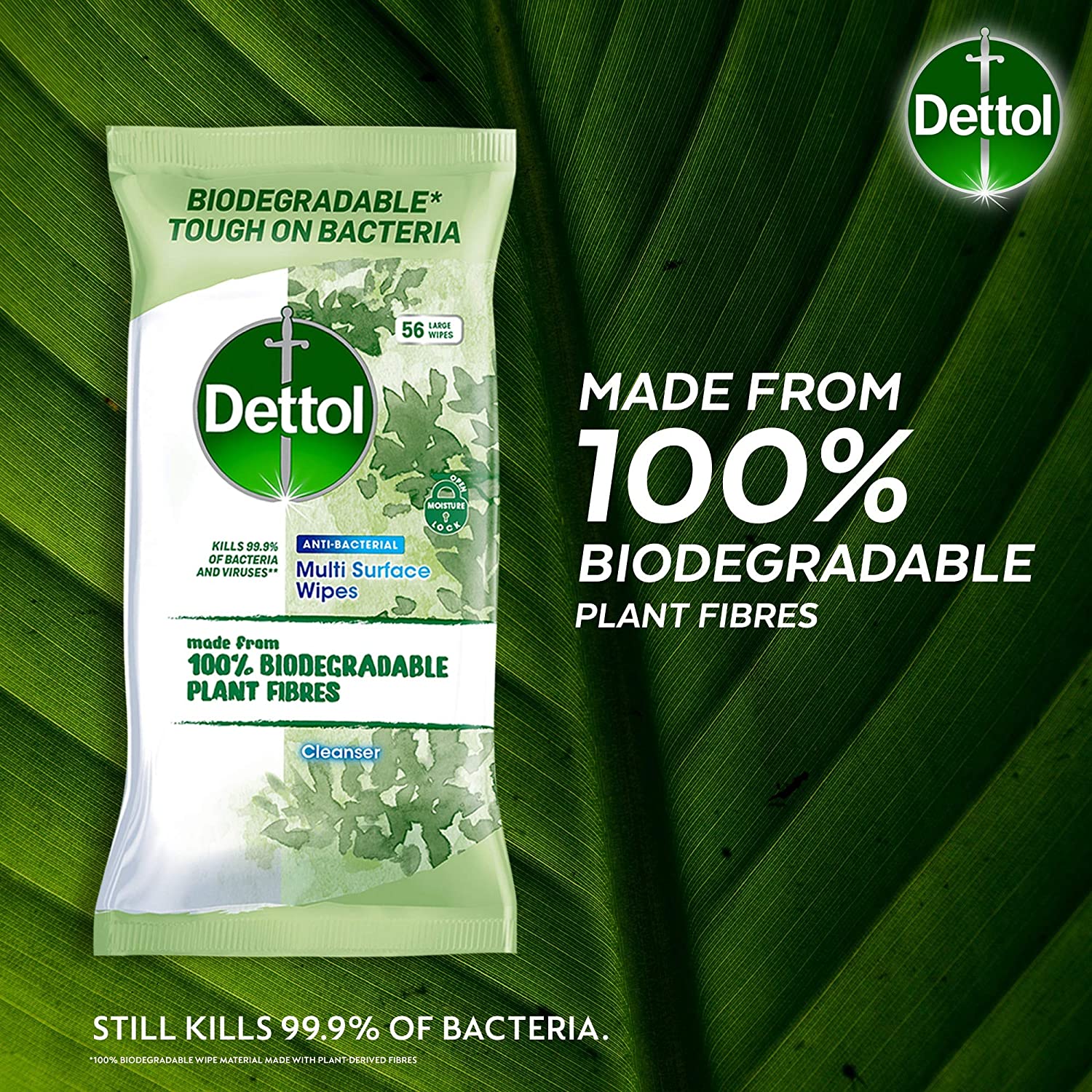 Dettol Wipes Biodegradable Antibacterial Multi Surface Cleaning, Pack of 90, 12 Piece Assortment - Image 2