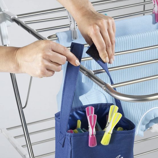 WENKO Clothes peg Bag, Polyester, Blue, 10 x 17 x 19 cm - Image 4