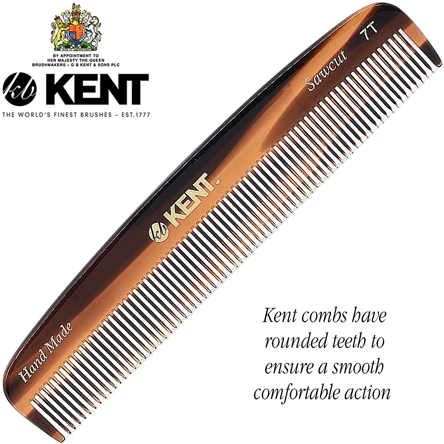 Kent Handmade Small Fine Toothed Pocket Hair Comb, 13.9 cm Length, Brown, 1 Pack - Image 4