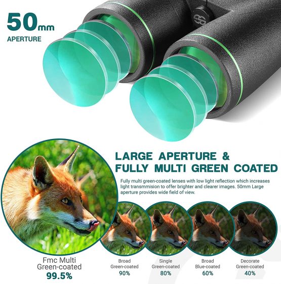 ESSLNB Binoculars 12X50mm Binoculars Astronomy with Phone Adapter and Case FMC Prism for Terrestrial Viewing Hunting - Image 2