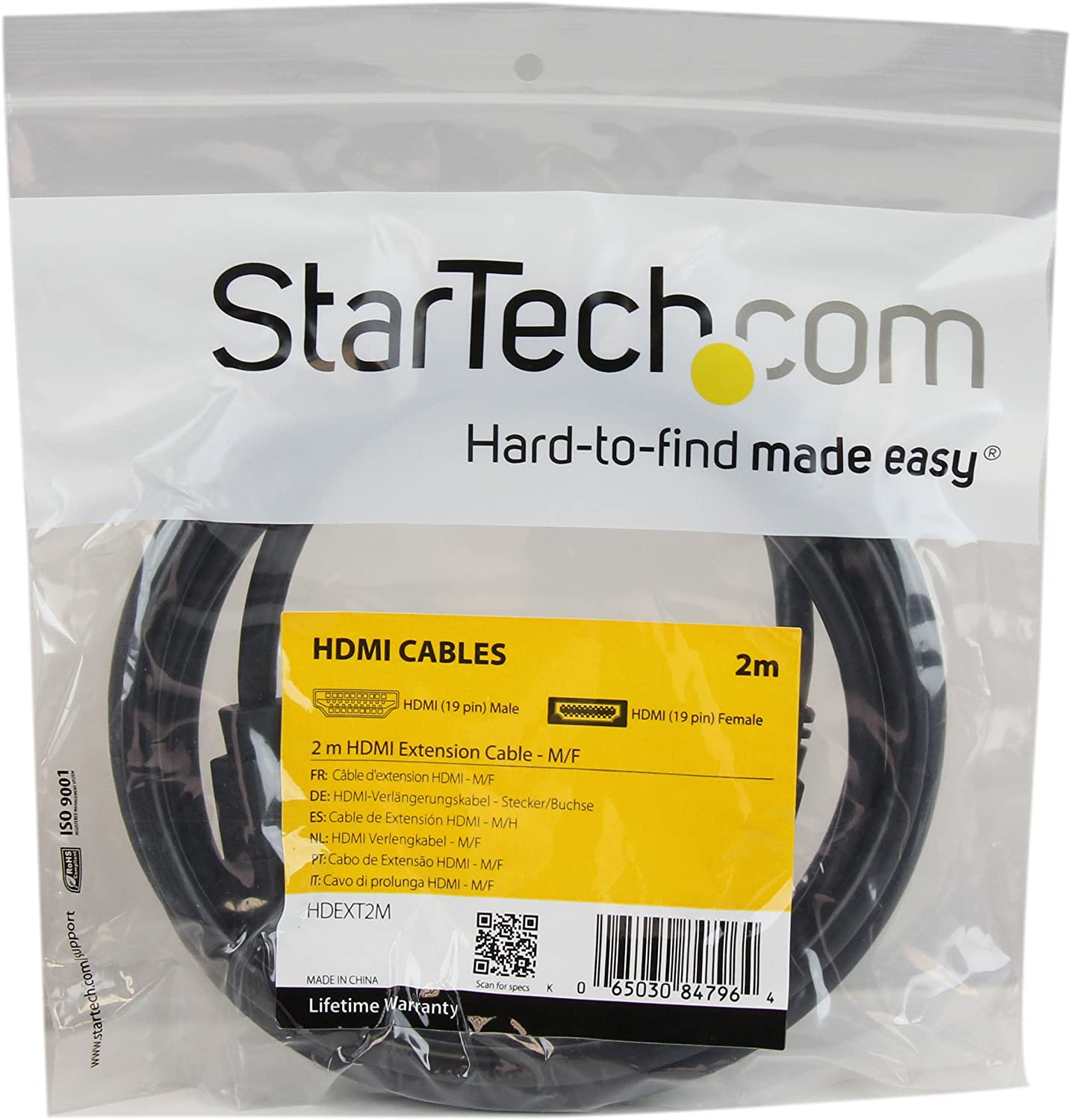 StarTech.com 2m (6ft) HDMI Extension Cable, HDMI Male to Female Cable, 4K HDMI Cable Extender - Image 4