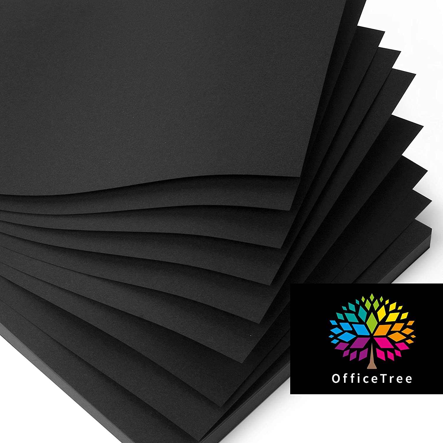 OfficeTree 50x Black Paper A3 - 130 GSM - 50 Sheets A3 Black Card for Crafting Drawing Painting and Scrapbooking - Coloured Card - Image 2