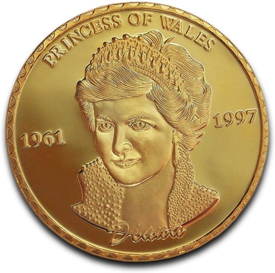 Princess Diana Rose of Wales Rare Gold Color Token Gift & Commemorative Collectible England Gift