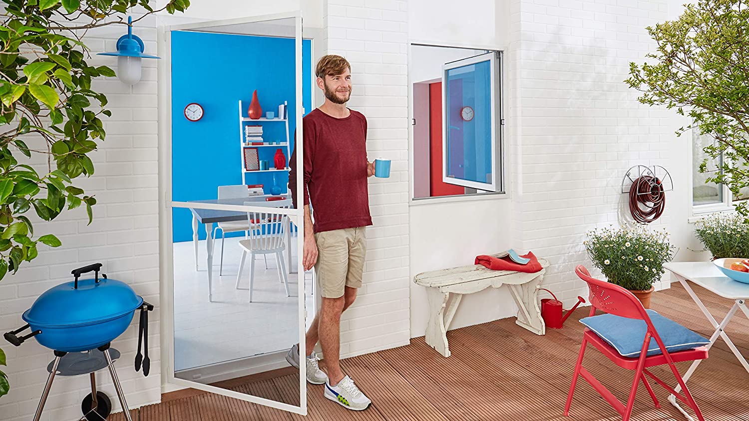 tesa UK Mosquito, Fly And Insect Screen Doors 1 M X 2.2 M (max) White, Clear, (55192-00002-00), 1,0m:2,2m - Image 2