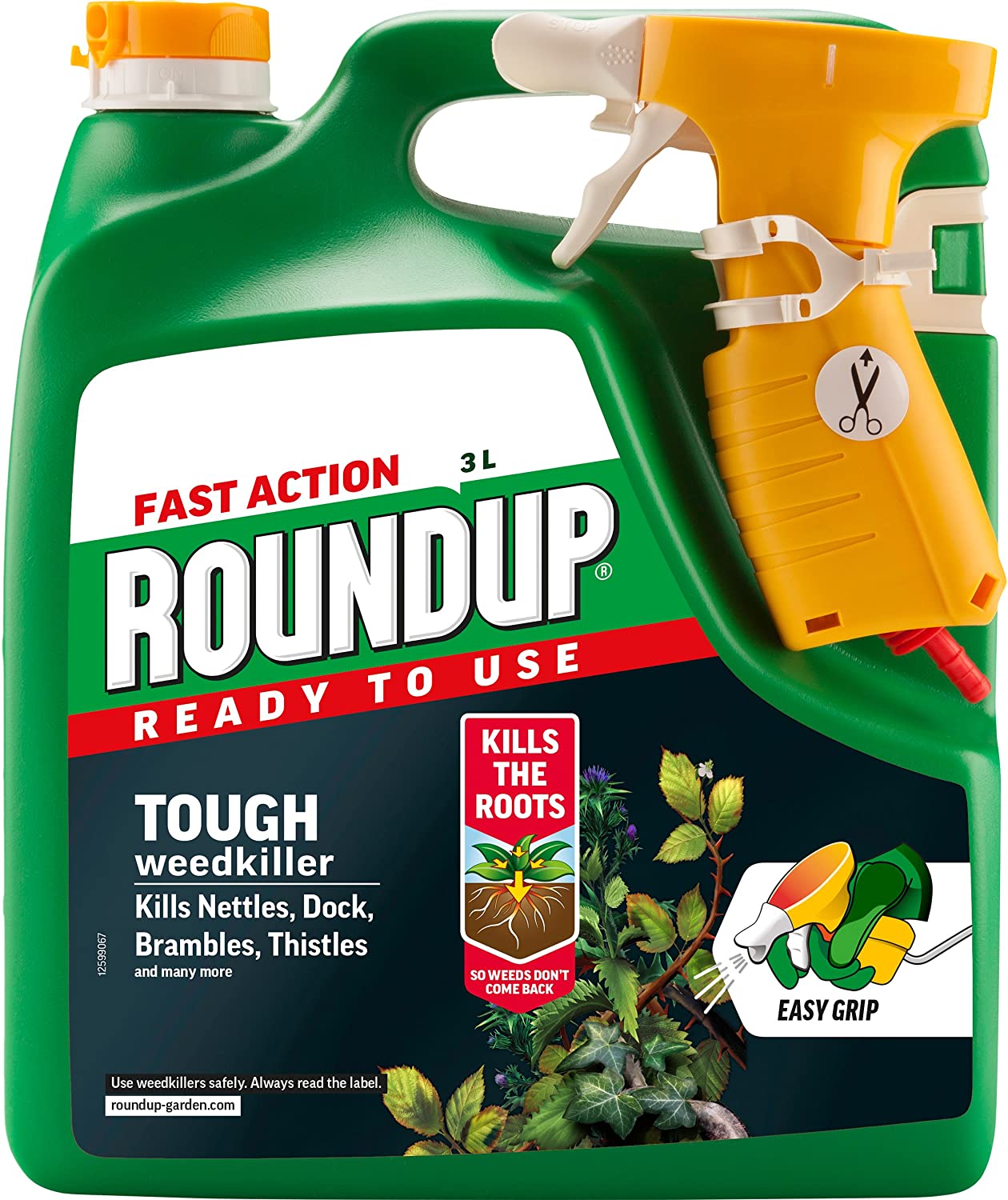Roundup 119019 Tough Weedkiller, Ready to Use, Manual Spray, 3 Litre, Clear