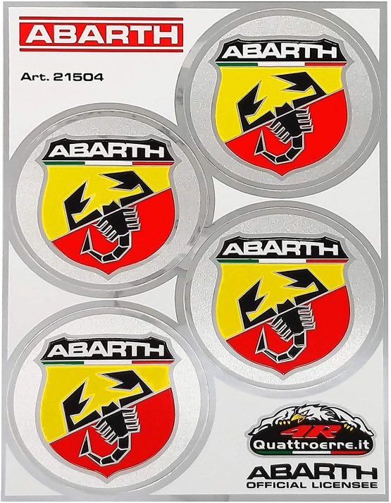 Abarth Sticker Shields D.48 mm, 94 mm x 131 mm, Set of 4