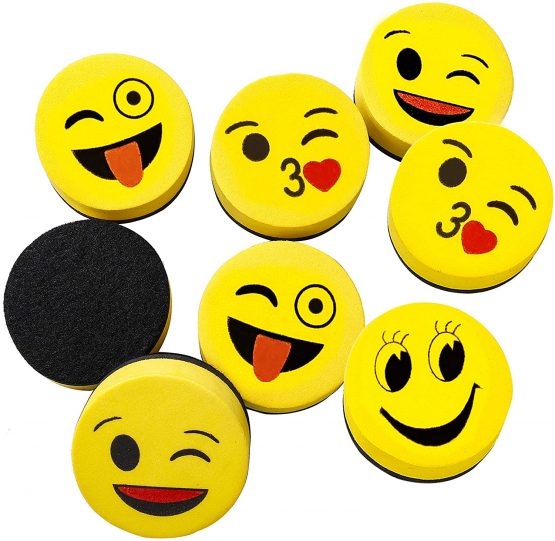 Magnetic Eraser Whiteboard Dry Erasers, 16PCS Cute Smile Chalkboard Cleaner for Home School Classroom Office Use, Drawing Wiper Gifts for Kids - for Dry Erase Pens and Markers