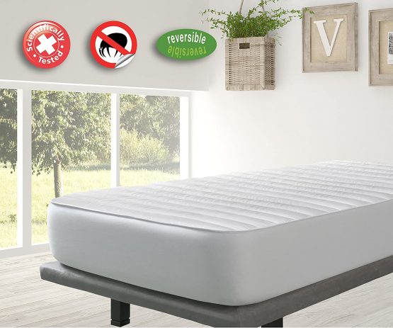 Velfont - Anti Dustmite Quilted Mattress Protector Double Size, 135 x190/200 cm Extra Deep Reversible with Silky Soft Mattress Topper. Anti Allergy and Anti bed bugs Quilted Bed Sheet - Image 4