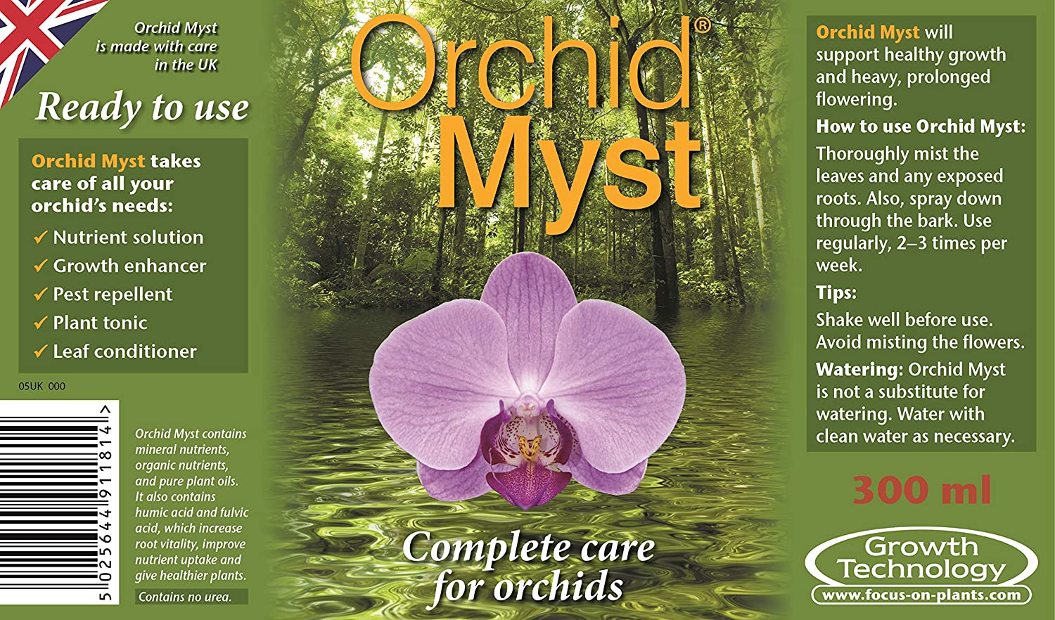 Orchid Myst, 300ml, Growth Technology Plant Mist, Orchid Mist Spray, Ready to Use Food Indoor House Plant - Image 2