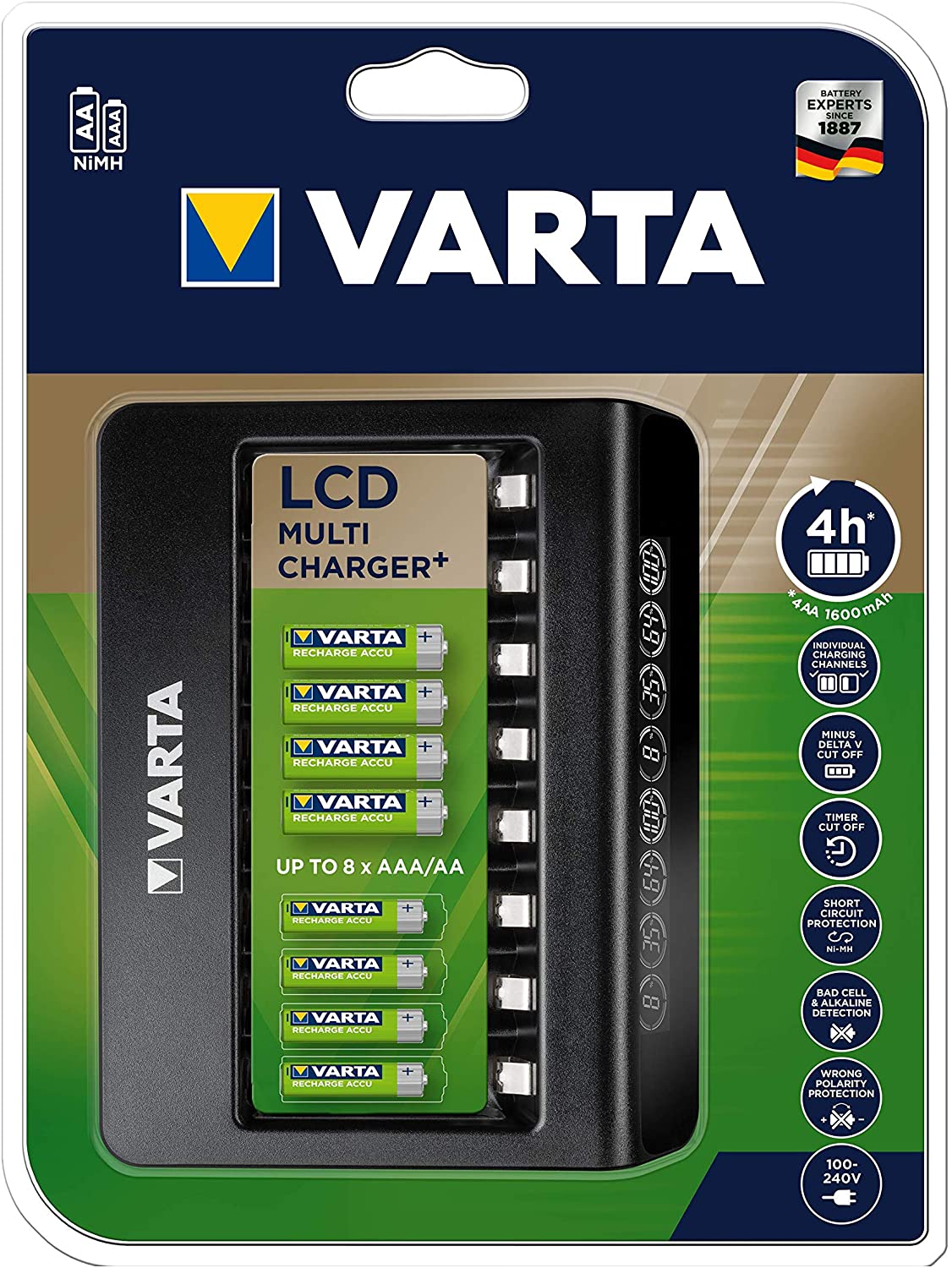 VARTA Multi Charger +, charger for rechargeable batteries in AA / AAA / 9V, single slot charging - Image 2