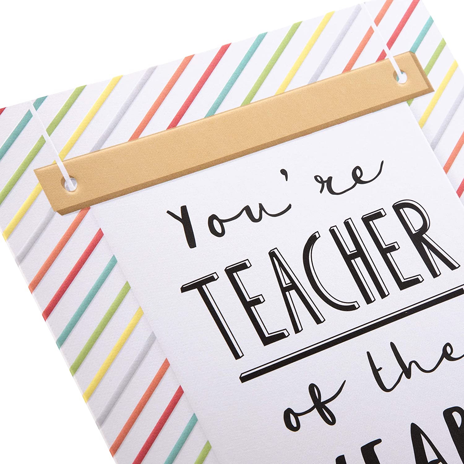 Hallmark Thank You Teacher Card From Embossed Hanging Sign Design, Multicolour, 22.8cm x 15.9cm - Image 3