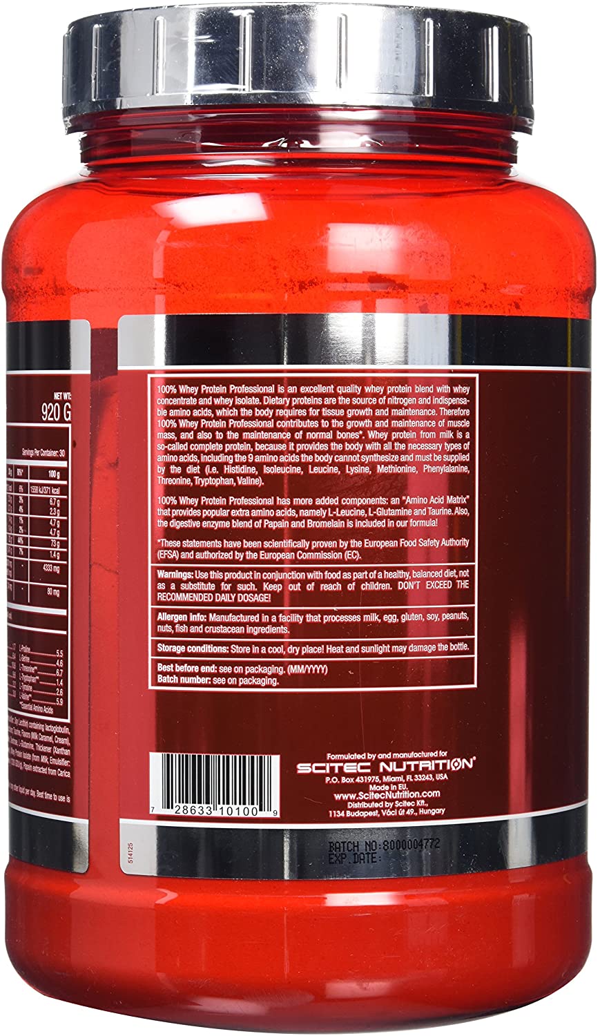 Scitec Nutrition 100% Whey Protein Professional with Extra Key aminos and Digestive enzymes, 920 g, Caramel - Image 2