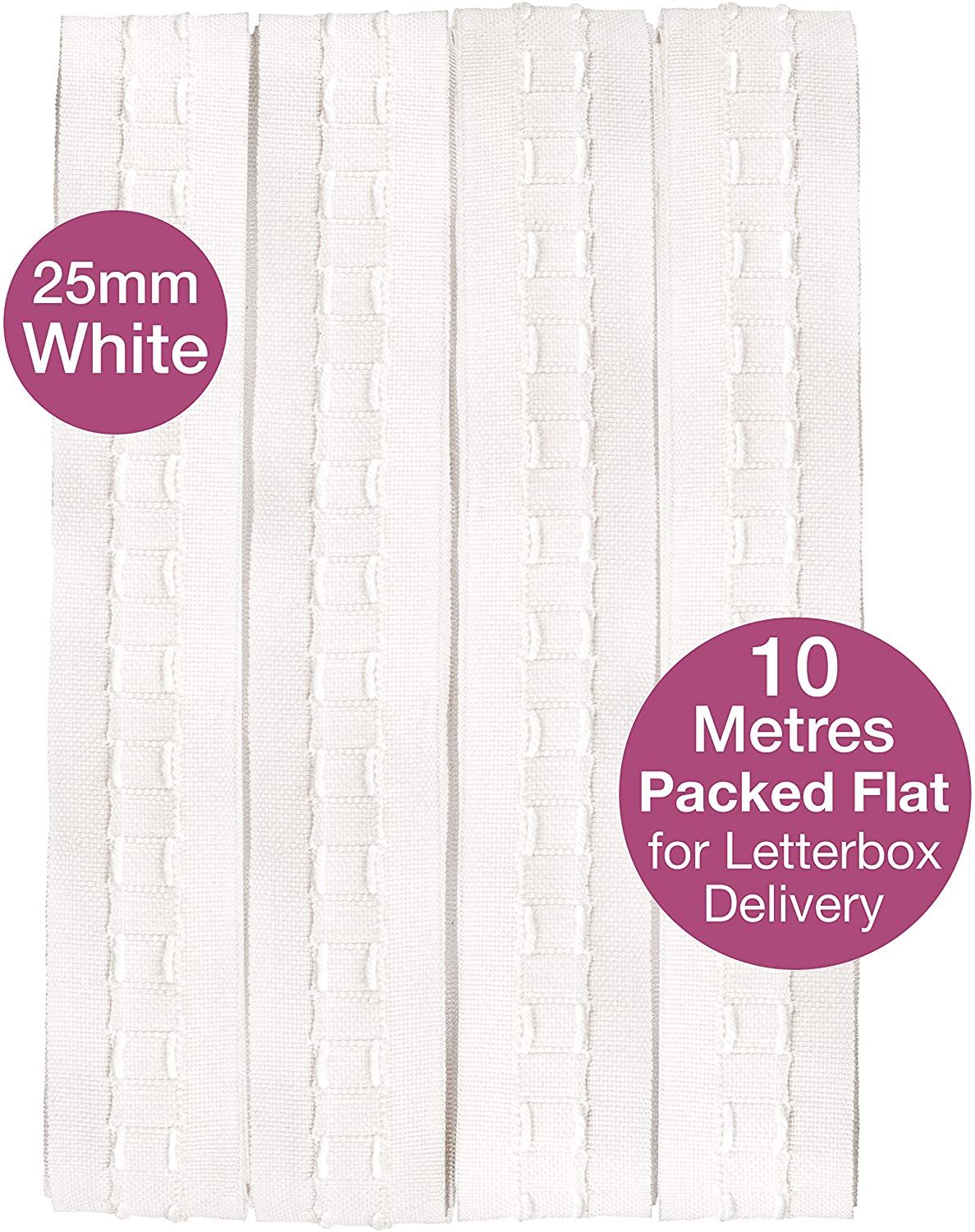 The Bead Shop Curtain Tape, White, 25mm - 10 meters - Image 3