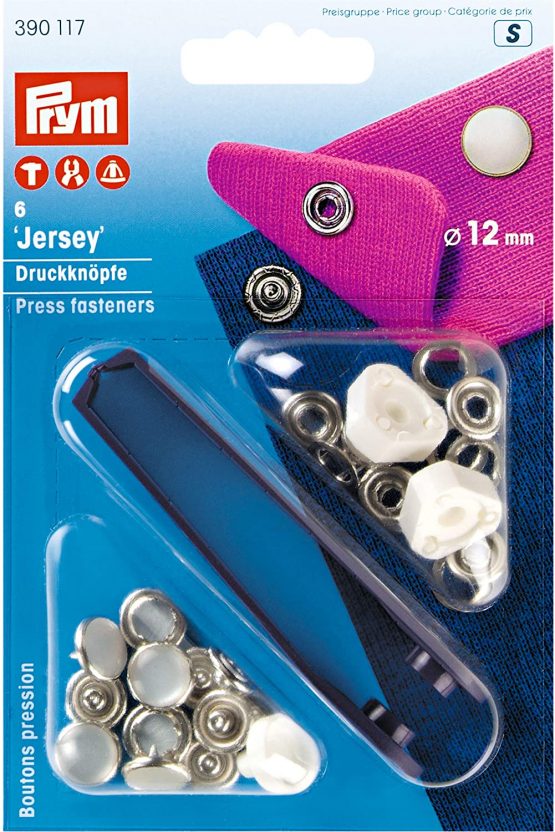 Prym Non-sew Press Fasteners Jersey Brass Pearl Cap 12 mm