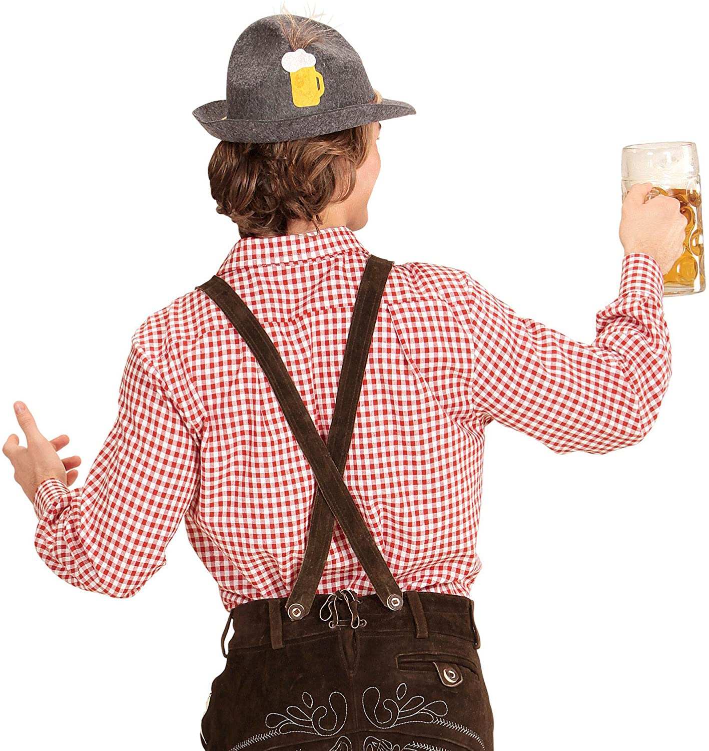 Widmann Bavarian Shirt for Adults Red and White Checked, Long Sleeve Oktoberfest Costume Top, Size XL - Image 3