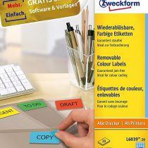 Avery L6039-20 Removable Mini Labels (45.7 x 21.2 mm Labels, 48 per A4 Sheet, 20 Sheets) for all printers - Blue
