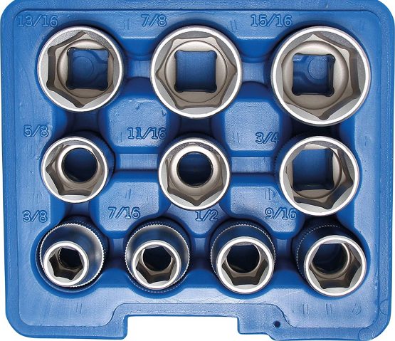 BGS 2434 | Socket Set, Hexagon | 12.5 mm (1/2") Drive | Inch Sizes | 10 pcs.